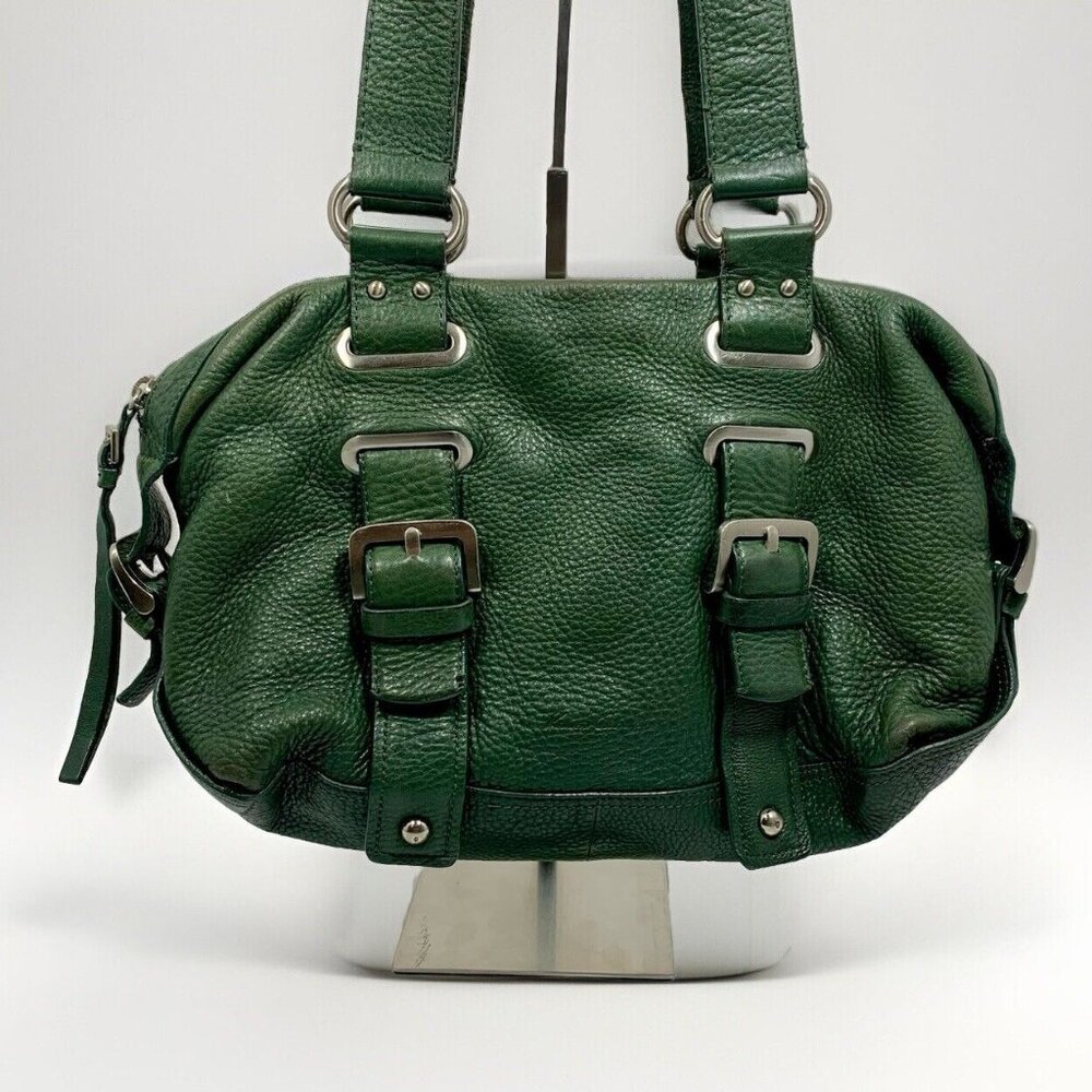 KENNETH COLE New York Hunter GREEN Leather Satchel Hobo Buckle SHOULDER Handbag